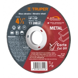 Disco corte metal, tipo27, diámetro 4-1/2, alto rendimiento
