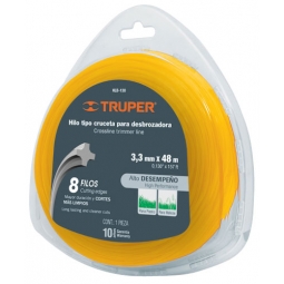 Hilo redondo para desbrozadora, 48 m largo, 3.3 mm, blister 