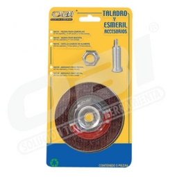 Taladro accesorios abrasivos metal 105 mm y adapt