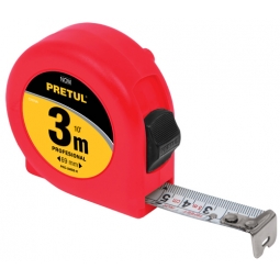 Flexómetro, rojo, 3 m, cinta 1/2, Pretul, tarjeta plástica 