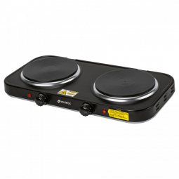 Parrilla electrica doble quemador tipo disco, negra, Volteck
