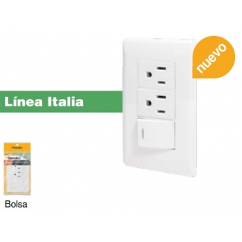 Apagador y doble contacto con placa