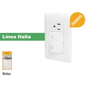 Doble apagador y contacto con placa