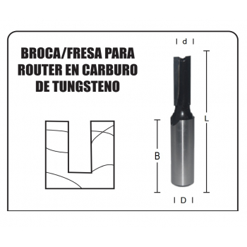 Broca para router recta de 5/8