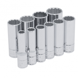 Juego de 10 dados largos en pulgadas cuadro de 3/8