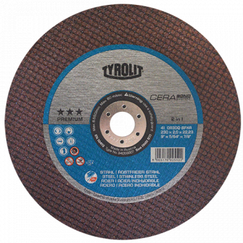 Disco de corte Tyrolit Cerabond de 230 x 2.0 x 22.23 mm, 2 en 1