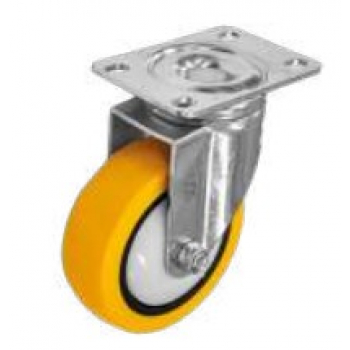 Rodaja PU Amarillo cromada giratoria 4