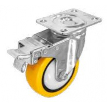 Rodaja PU Amarillo cromada gira/freno 4