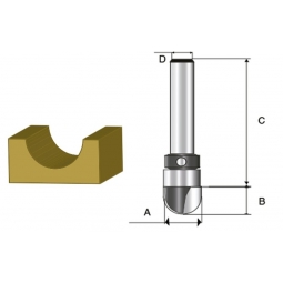 Fresa recta C/Balero superior P/Copiar 1/4