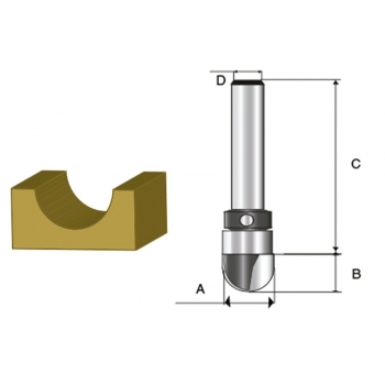 Fresa recta C/Balero superior P/Copiar 1/4