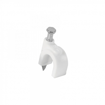 Grapa para cable redondo, 6 mm, blanca, bolsa 500 piezas