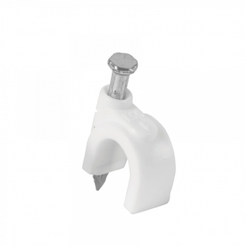 Grapa para cable redondo, 10 mm, blanca, bolsa 500 piezas