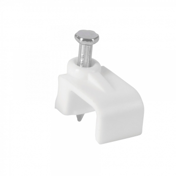 Grapa para cable plano, 6 x 9.5 mm, blanca, bolsa 500 pzas