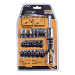 Juego de destornillador con matraca de 34 pzas