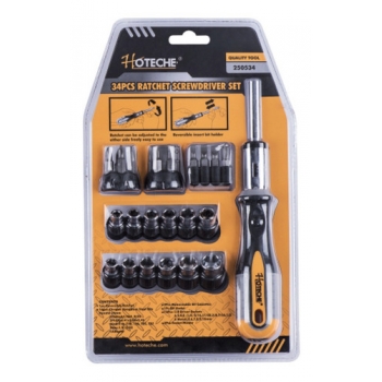 Juego de destornillador con matraca de 34 pzas