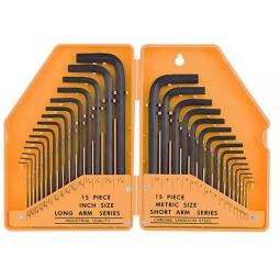 Juego de 30 llaves allen estandar y milimetrica