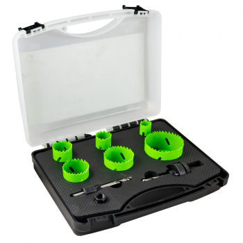 Estuche de sierras de corona bimetalicas con adaptadores