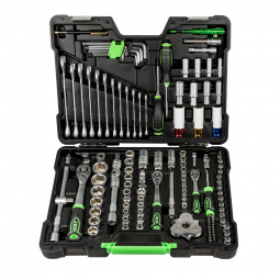 Juego mecanico de 132 pzas de 1/2 3/8 y 1/4