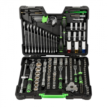 Juego mecanico de 132 pzas de 1/2 3/8 y 1/4