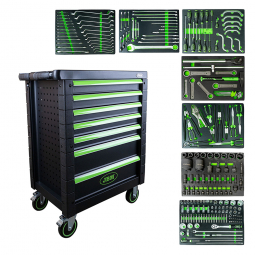 Carro de herramientas 7 cajones verde