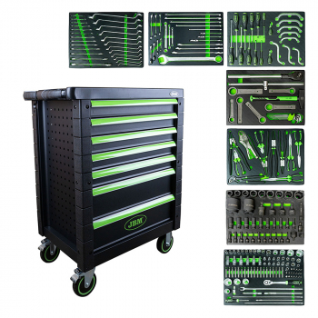 Carro de herramientas 7 cajones verde