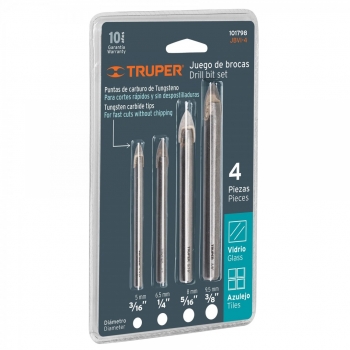 Juego de brocas para vidrio y azulejo, 4 Piezas