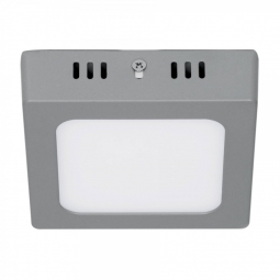 Plafón cuadrado, moderno, 6 W, 6500 K, LED, gris