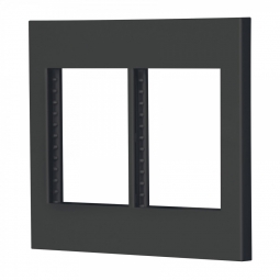 Placa 2 ventanas, 6 módulos, línea Española, color negro