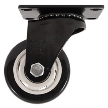 Rodaja de pvc negro giratoria con placa 3