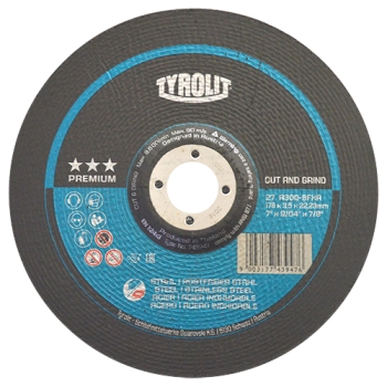 Disco de corte y desbaste Tyrolit de 178 x 3.5 x 22.23 mm, 2 en 1