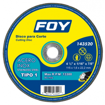 Disco abrasivo para acero inoxidable 4-1/2