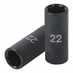 Dado largo impacto de 22 mm, 6 puntas, cuadro 1/2'
