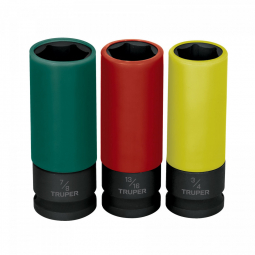 Juego 3 dados largos 1/2' impacto proteccion plastica 6p std
