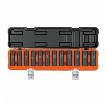 Juego de 12 dados largos de impacto cuadro 1/2', 6 puntas mm