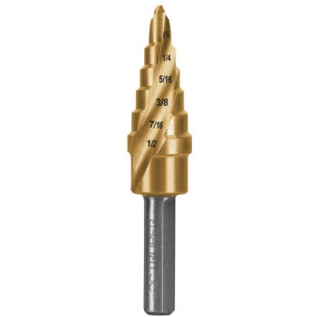 Broca escalonada titanio 6 escalones 3/16' a 1/2'