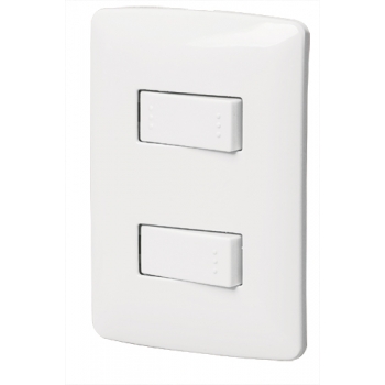 Placa con 2 interruptores sencillos color blanco