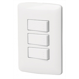 Placa con 3 interruptores secillos color blanco