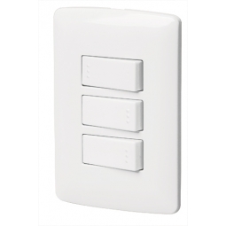 Placa con 2 interruptores y 1 de 3 vias color blanco