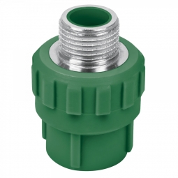 Adaptador PP-R con rosca macho metalica de 1-1/4