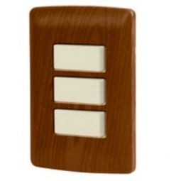Placa armada con 3 interruptores sencillos de madera 