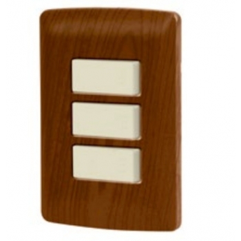 Placa armada con 3 interruptores sencillos de madera 