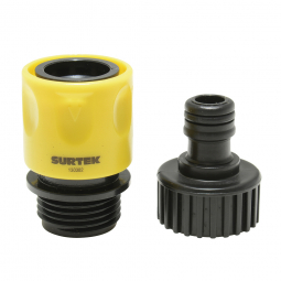 Juego de conectores para grifo con sistema click y adaptador 3/4