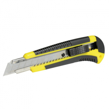 Cutter con cuerpo de plastico bimaterial de 18 mm, cambio automatico de navaja