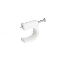 Grapa para cable coaxial 8 mm, color blanco, 20 piezas