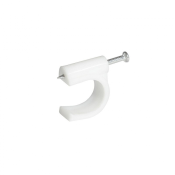 Grapa para cable coaxial 8 mm, color blanco, 20 piezas