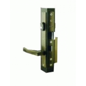 Cerradura p/puerta de abatir aluminio jaladera bronce