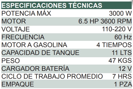 G900 GENERADOR ELECTRICO A GASOLINA OAKLAND 900W