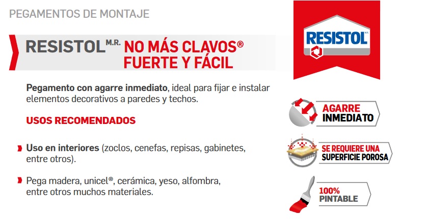 PEG. RESISTOL NO MAS CLAVOS 113 GRAMOS (100G) (1679619)2098023 2644450, ADHESIVO PARA MADERA